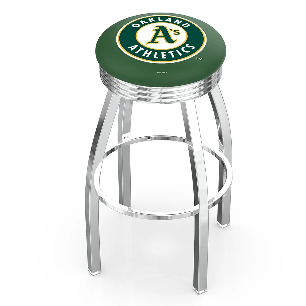 Silver Oakland Athletics 25" Chrome Ringed Swivel Counter Stool