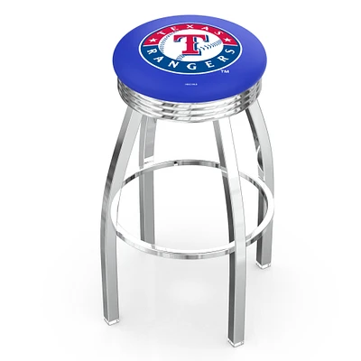 Silver Texas Rangers 25" Chrome Ringed Swivel Counter Stool