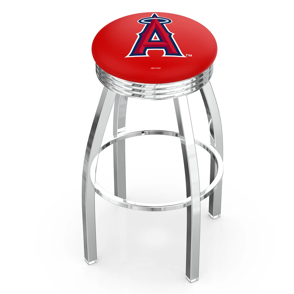 Silver Los Angeles Angels 25" Chrome Ringed Swivel Counter Stool