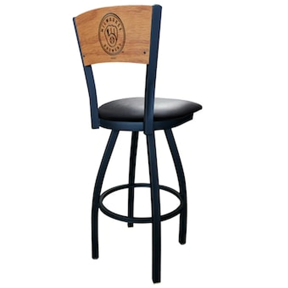 Black Milwaukee Brewers 25" Vinyl Swivel Laser Engraved Counter Stool