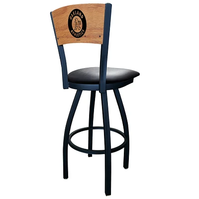Black Oakland Athletics 25" Vinyl Swivel Laser Engraved Counter Stool