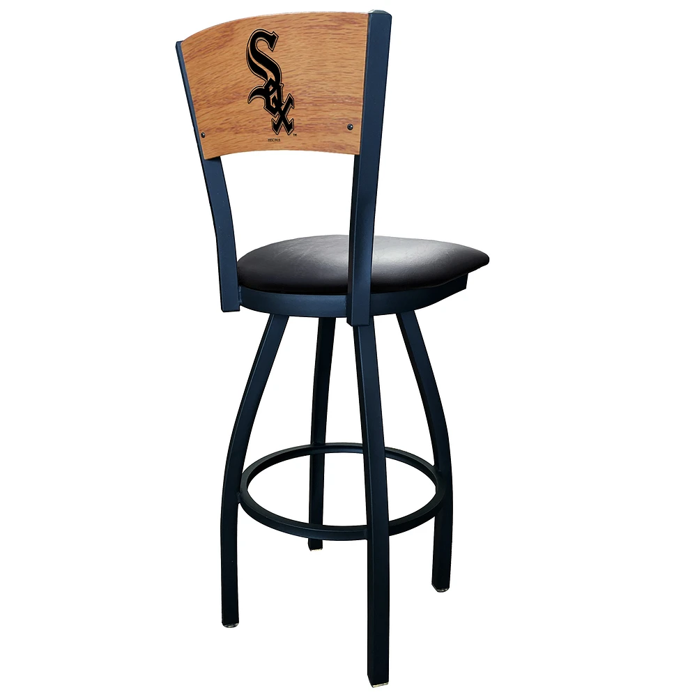 Black Chicago White Sox 25" Vinyl Swivel Laser Engraved Counter Stool