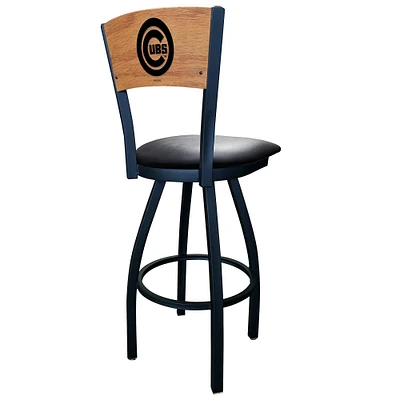 Black Chicago Cubs 25" Vinyl Swivel Laser Engraved Counter Stool