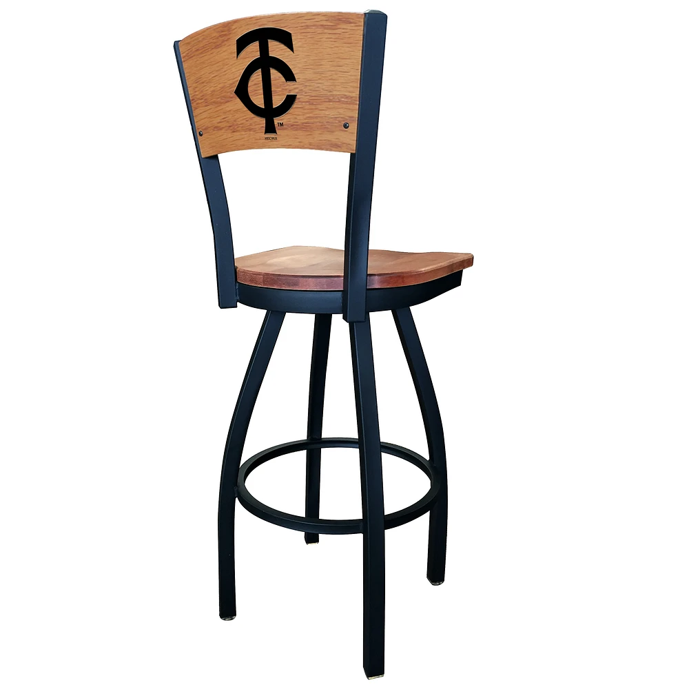 Black Minnesota Twins 25" Wood Swivel Laser Engraved Counter Stool