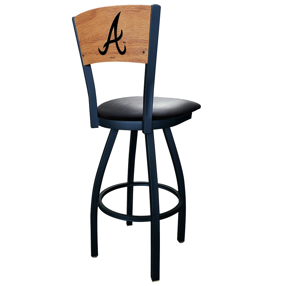 Black Atlanta Braves 36" Vinyl Swivel Laser Engraved Counter Stool