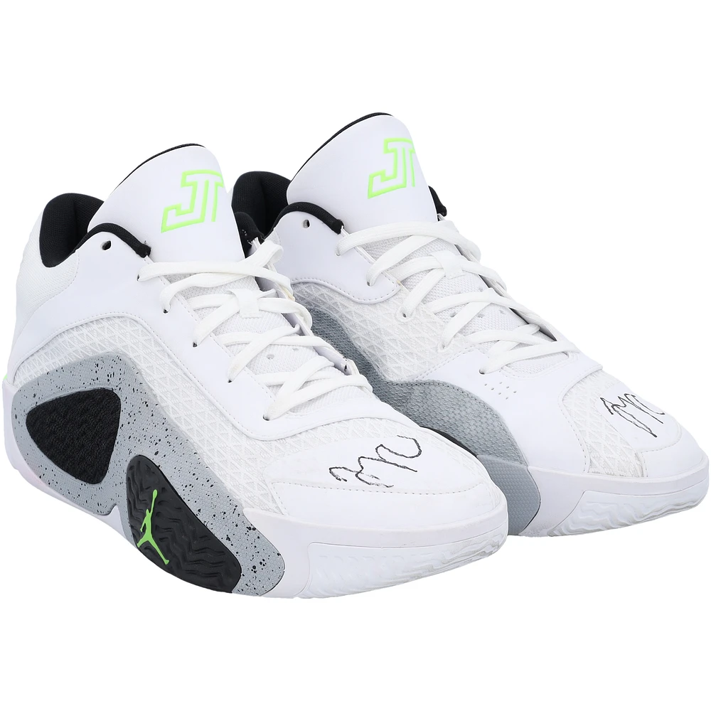 Jayson Tatum Boston Celtics Autographed White/Neon Jordan Tatum 2 Legacy Shoes Game-Used vs. Milwaukee Bucks on March 20, 2024