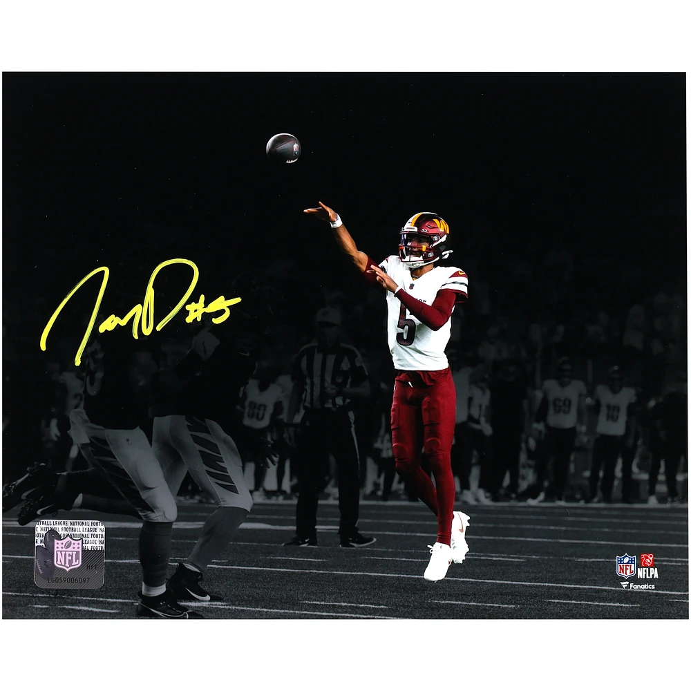 Jayden Daniels Washington Commanders Autographed 8" x 10" Throwing Spotlight Photograph