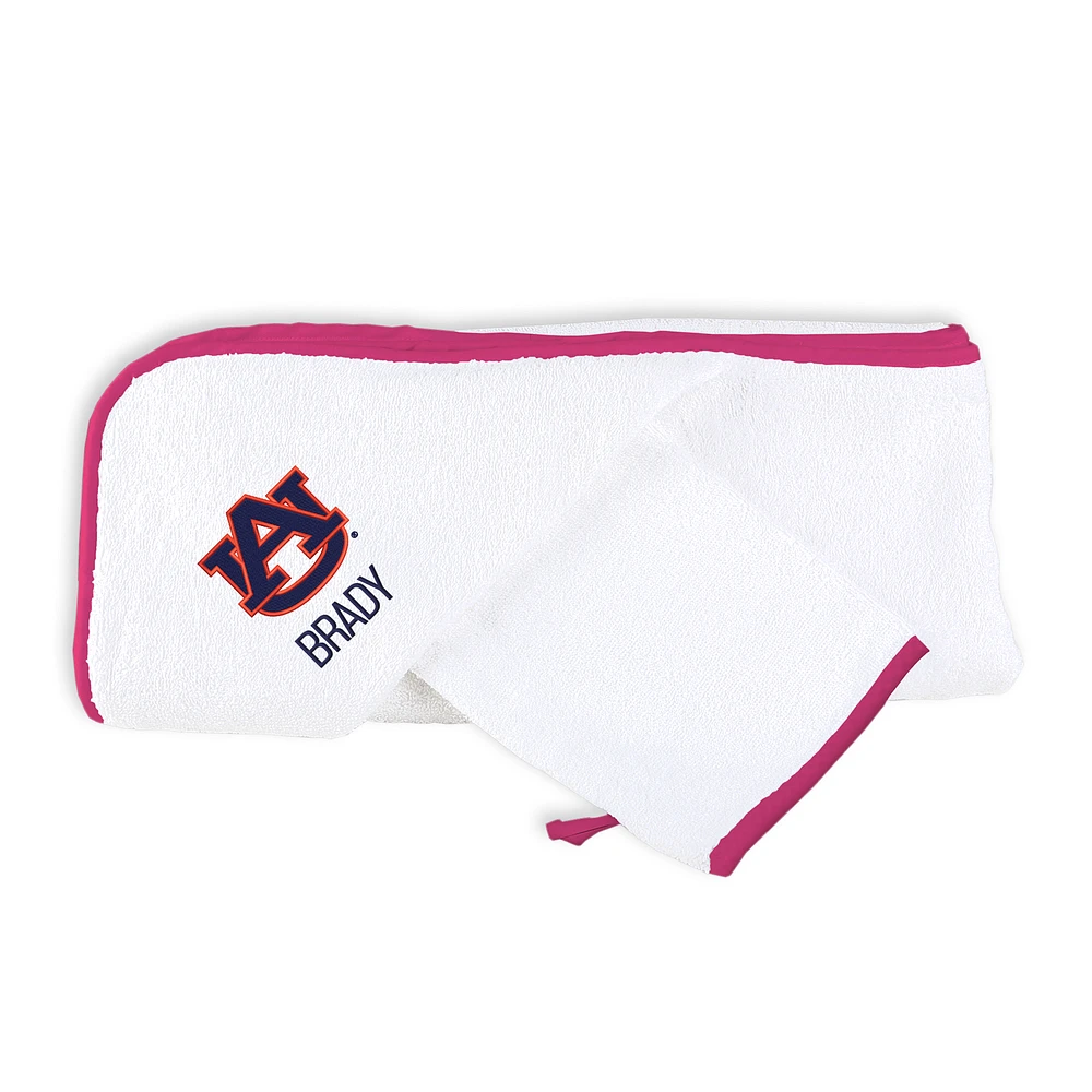 Infant Chad & Jake White Auburn Tigers Personalized Hooded Towel & Mitt Set