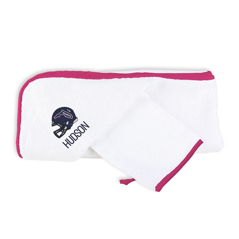 Infant Chad & Jake White Florida Atlantic Owls Personalized Hooded Towel & Mitt Set