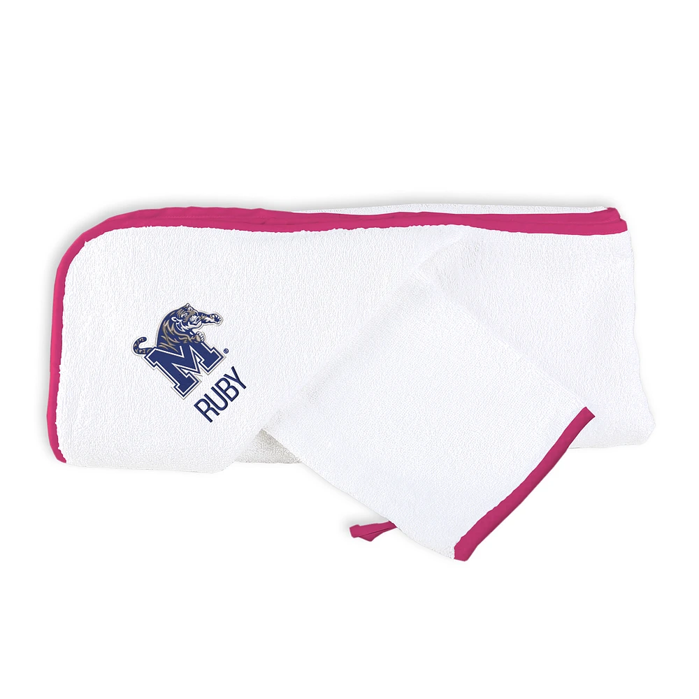 Infant Chad & Jake White Memphis Tigers Personalized Hooded Towel & Mitt Set