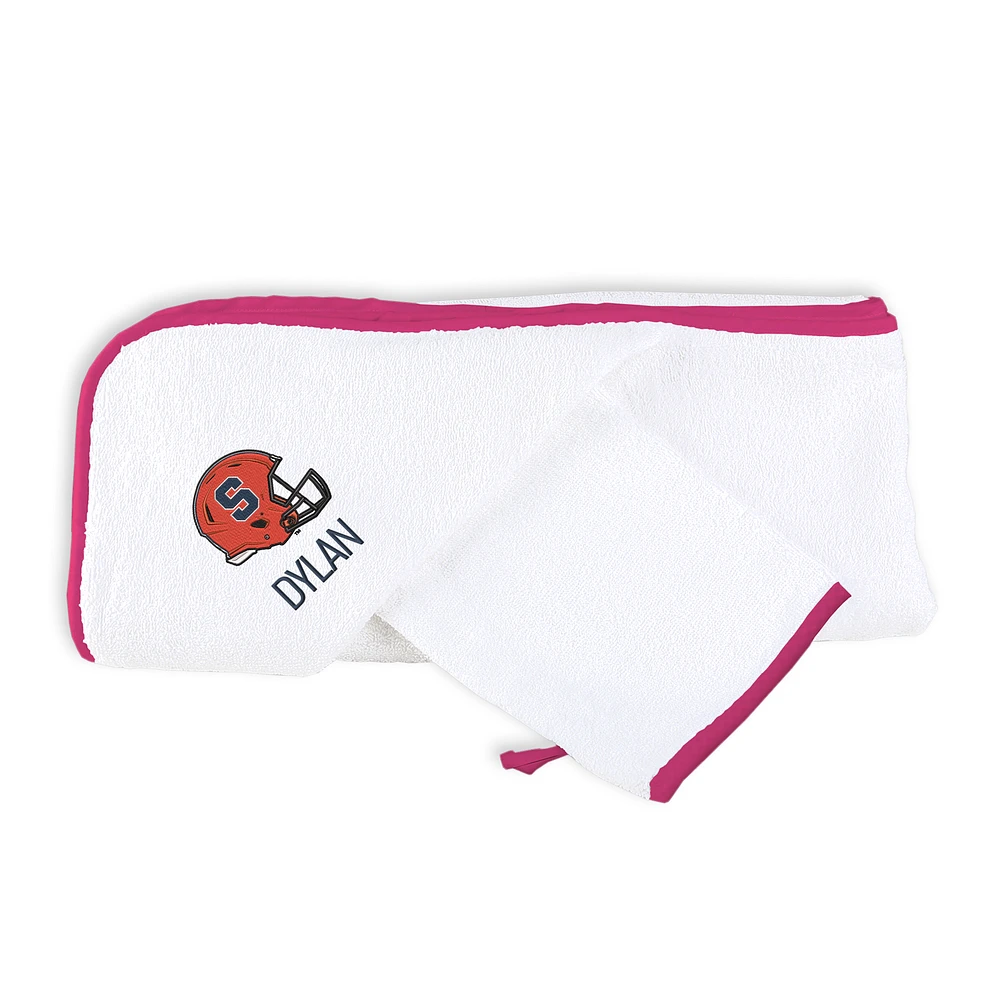 Infant Chad & Jake White Syracuse Orange Personalized Hooded Towel & Mitt Set