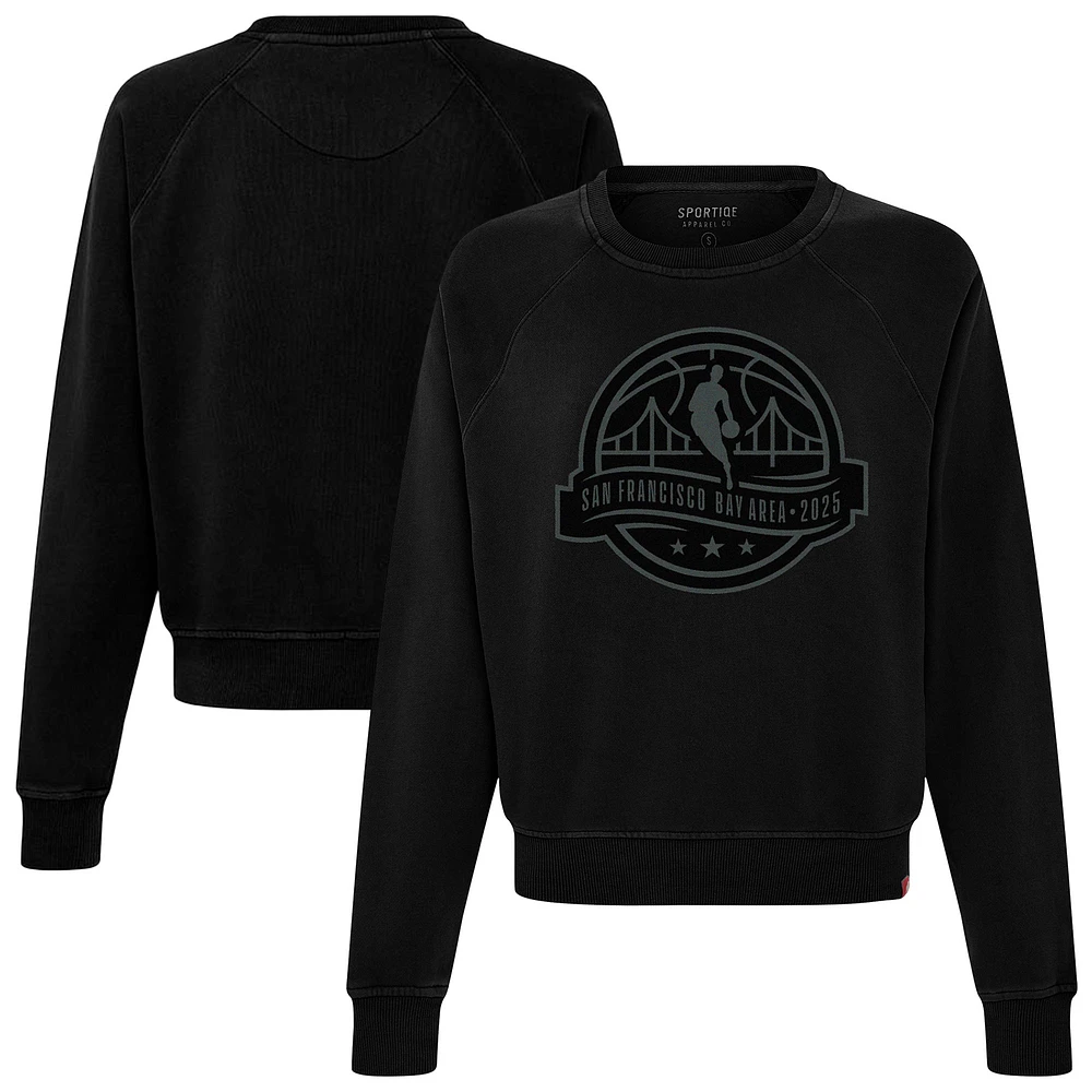 Women's Sportiqe Black 2025 NBA All-Star Game Ashlyn French Terry Pullover Crewneck Sweatshirt
