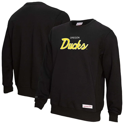 Men's Mitchell & Ness Black Oregon Ducks Elite Script Pullover Sweatshirt