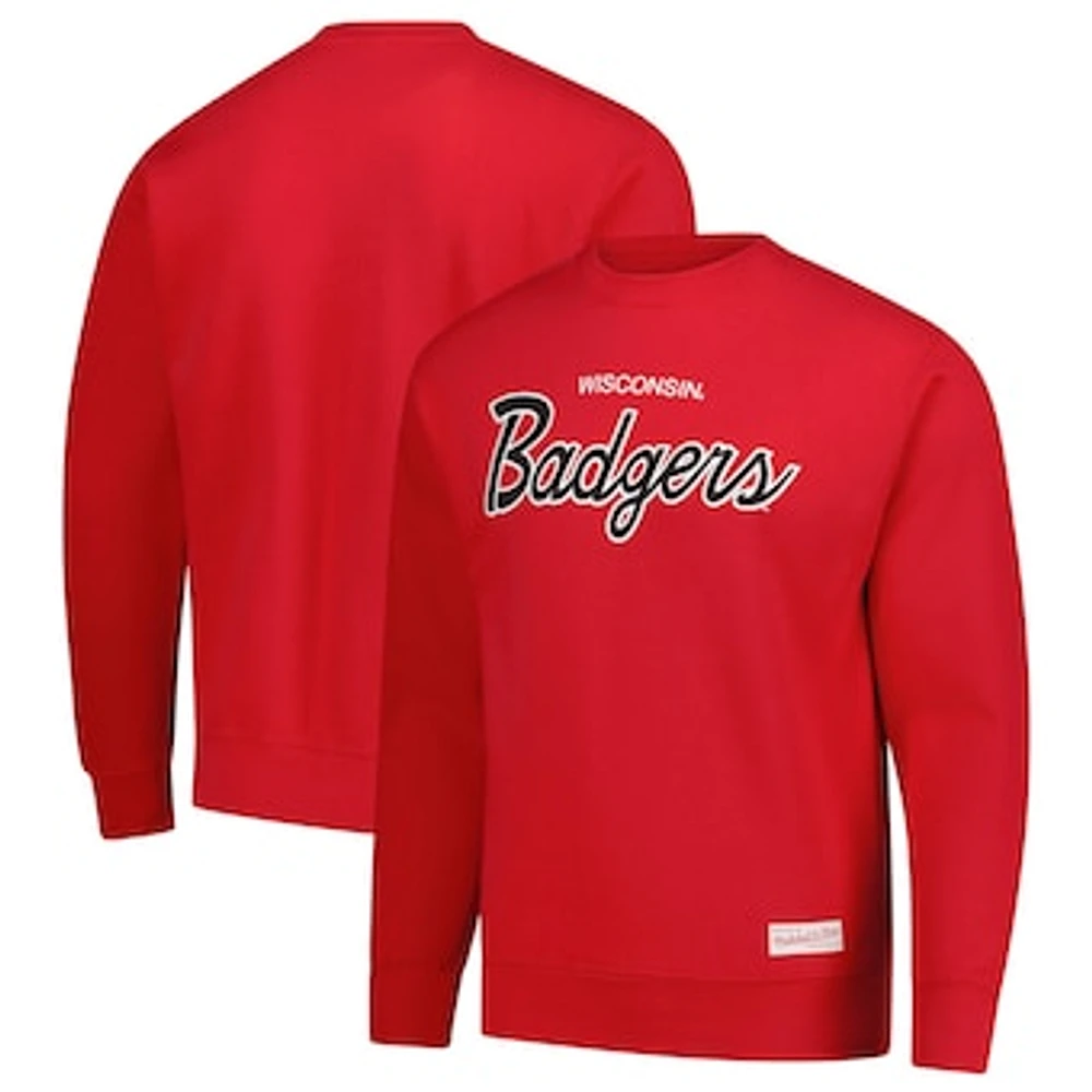 Men's Mitchell & Ness Red Wisconsin Badgers Elite Script Pullover Sweatshirt