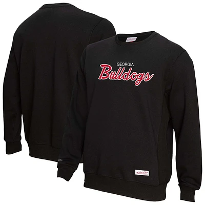 Men's Mitchell & Ness Black Georgia Bulldogs Elite Script Pullover Sweatshirt