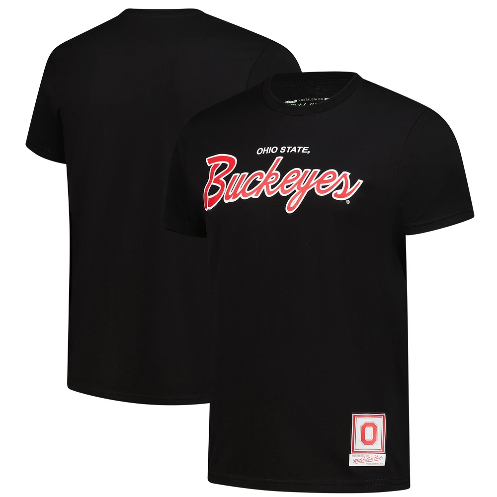 Men's Mitchell & Ness Black Ohio State Buckeyes Elite Script T-Shirt