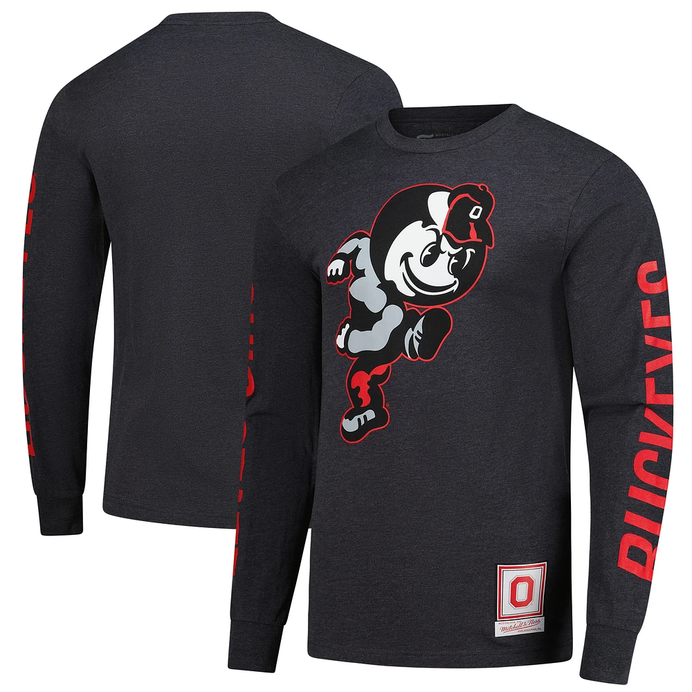 Men's Mitchell & Ness Charcoal Ohio State Buckeyes Team Pride Long Sleeve T-Shirt