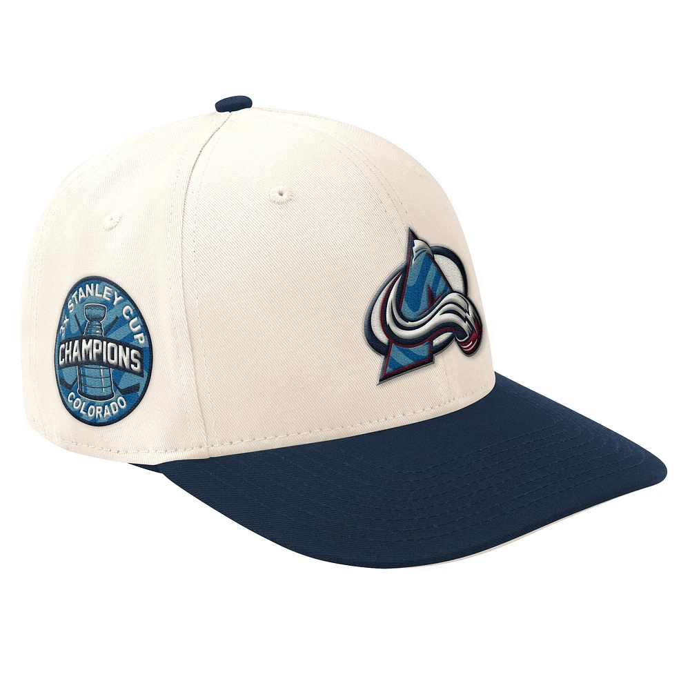 Men's Starter Cream/Navy Colorado Avalanche Blue Wave Classic Adjustable Hat