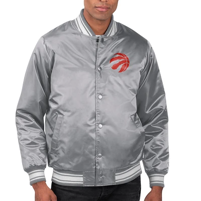 Men's Starter Toronto Raptors Printed Team Name Satin Varsity Full-Snap Jacket
