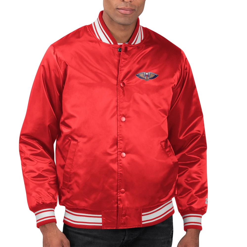 Men's Starter New Orleans Pelicans Printed Team Name Satin Varsity Full-Snap Jacket