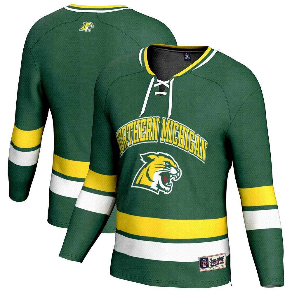 Youth GameDay Greats Green Northern Michigan Wildcats Spirit Hockey Jersey