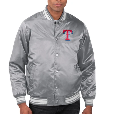 Men's Starter Texas Rangers Printed Team Logo Satin Varsity Full-Snap Jacket