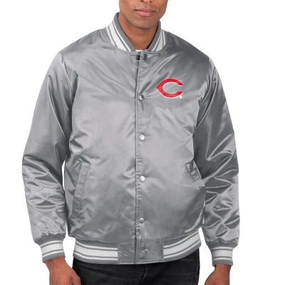 Men's Starter Cincinnati Reds Printed Team Logo Satin Varsity Full-Snap Jacket