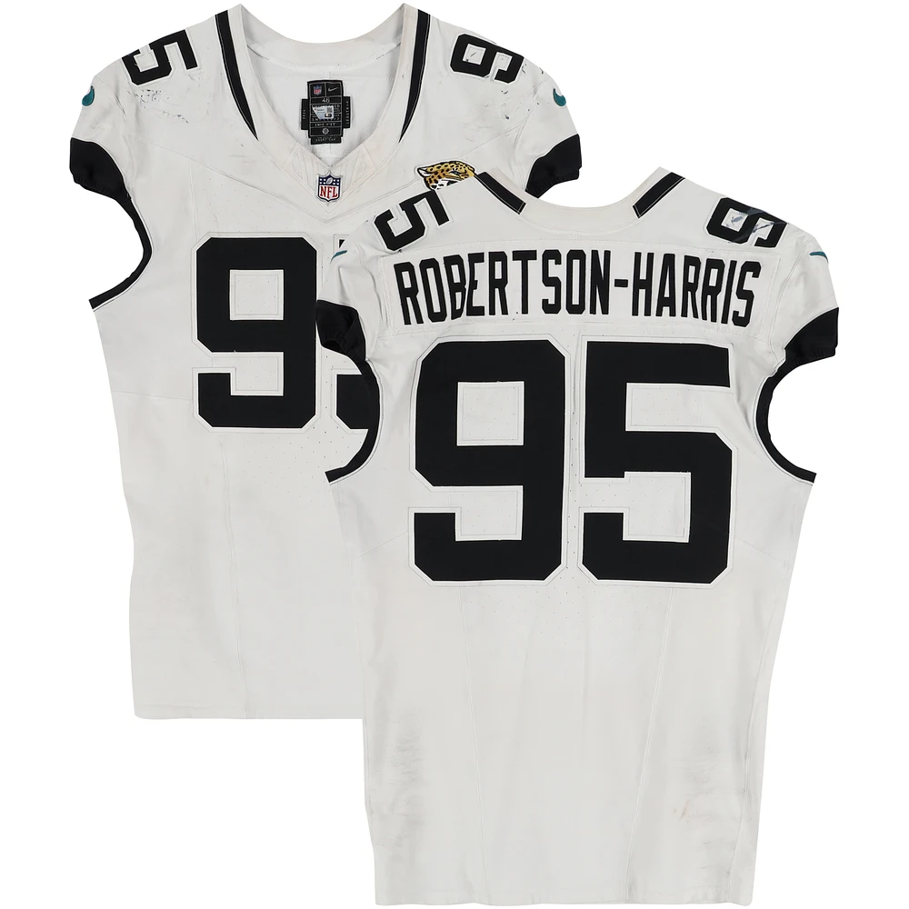 Roy Robertson-Harris Jacksonville Jaguars Game-Used #95 White Jersey vs. Houston Texans on September 29, 2024