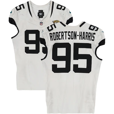 Roy Robertson-Harris Jacksonville Jaguars Game-Used #95 White Jersey vs. Houston Texans on September 29, 2024