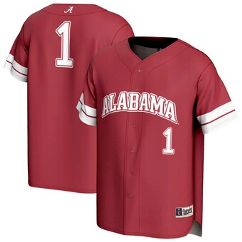 Unisex GameDay Greats #1 Crimson Alabama Tide Lightweight Collegiate Baseball Fashion Jersey
