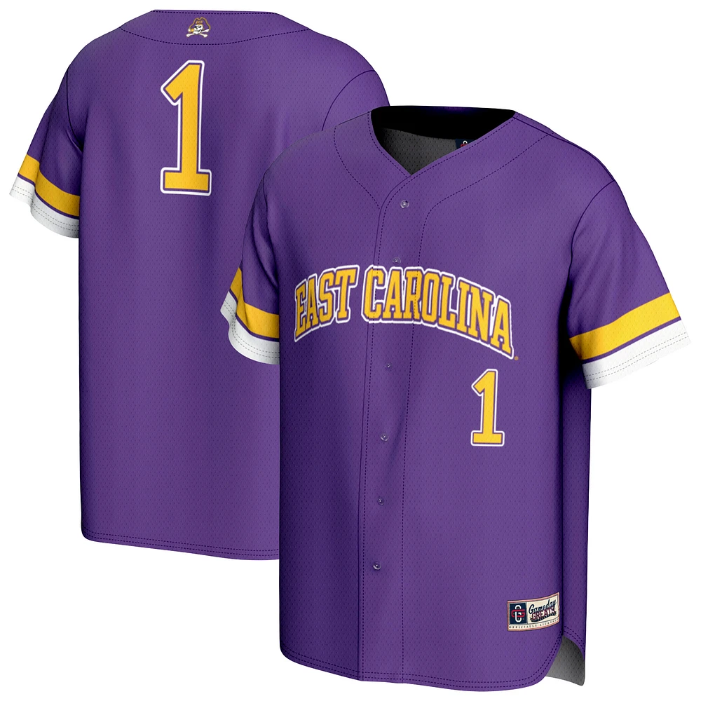 Unisex GameDay Greats #1 Purple ECU Pirates Lightweight Collegiate Baseball Fashion Jersey