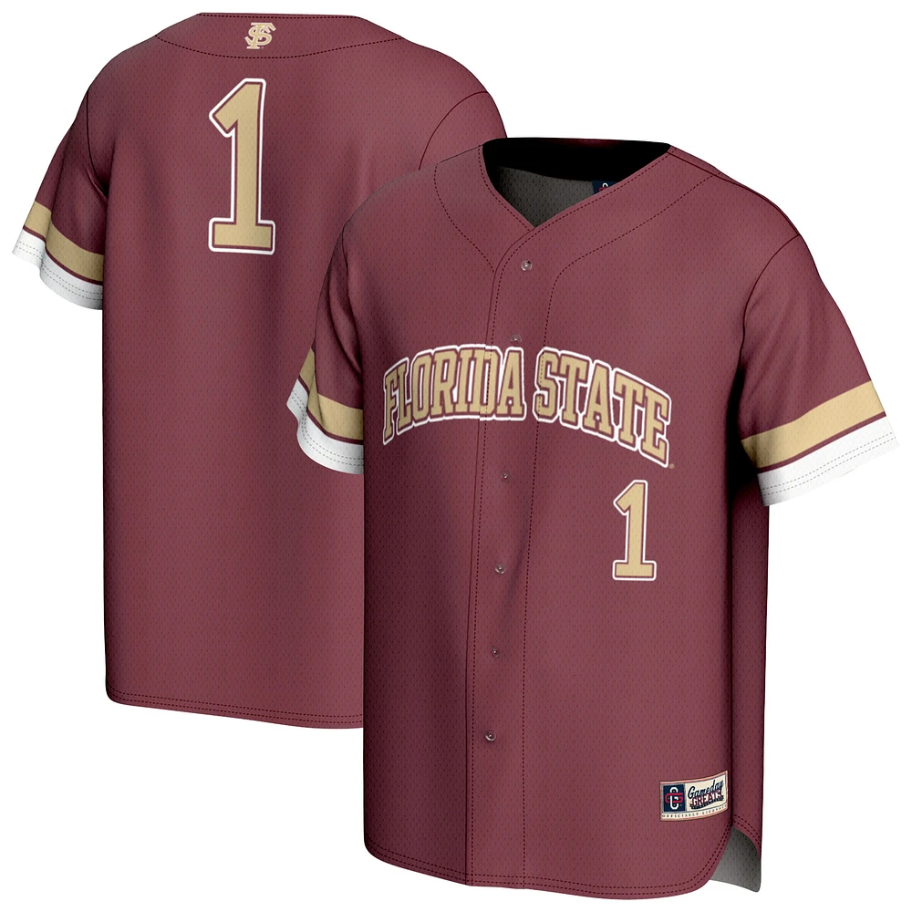 Unisex GameDay Greats #1 Garnet Florida State Seminoles Lightweight Collegiate Baseball Fashion Jersey