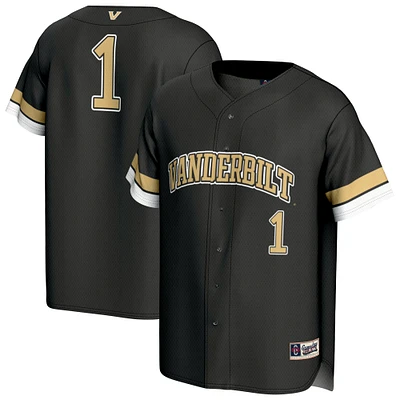 Youth GameDay Greats #1 Black Vanderbilt Commodores Lightweight Collegiate Baseball Fashion Jersey