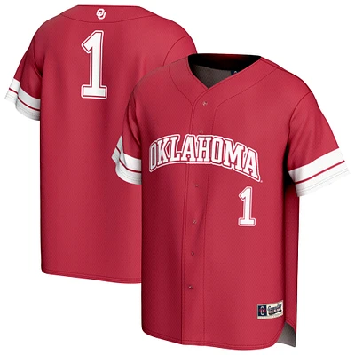 Youth GameDay Greats #1 Crimson Oklahoma Sooners Lightweight Collegiate Baseball Fashion Jersey