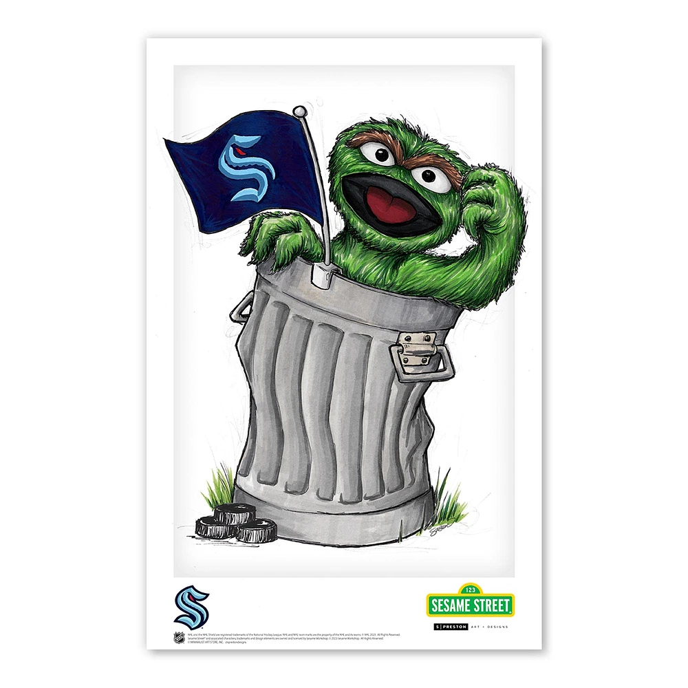 Oscar the Grouch Seattle Kraken 11" x 17" Poster Print