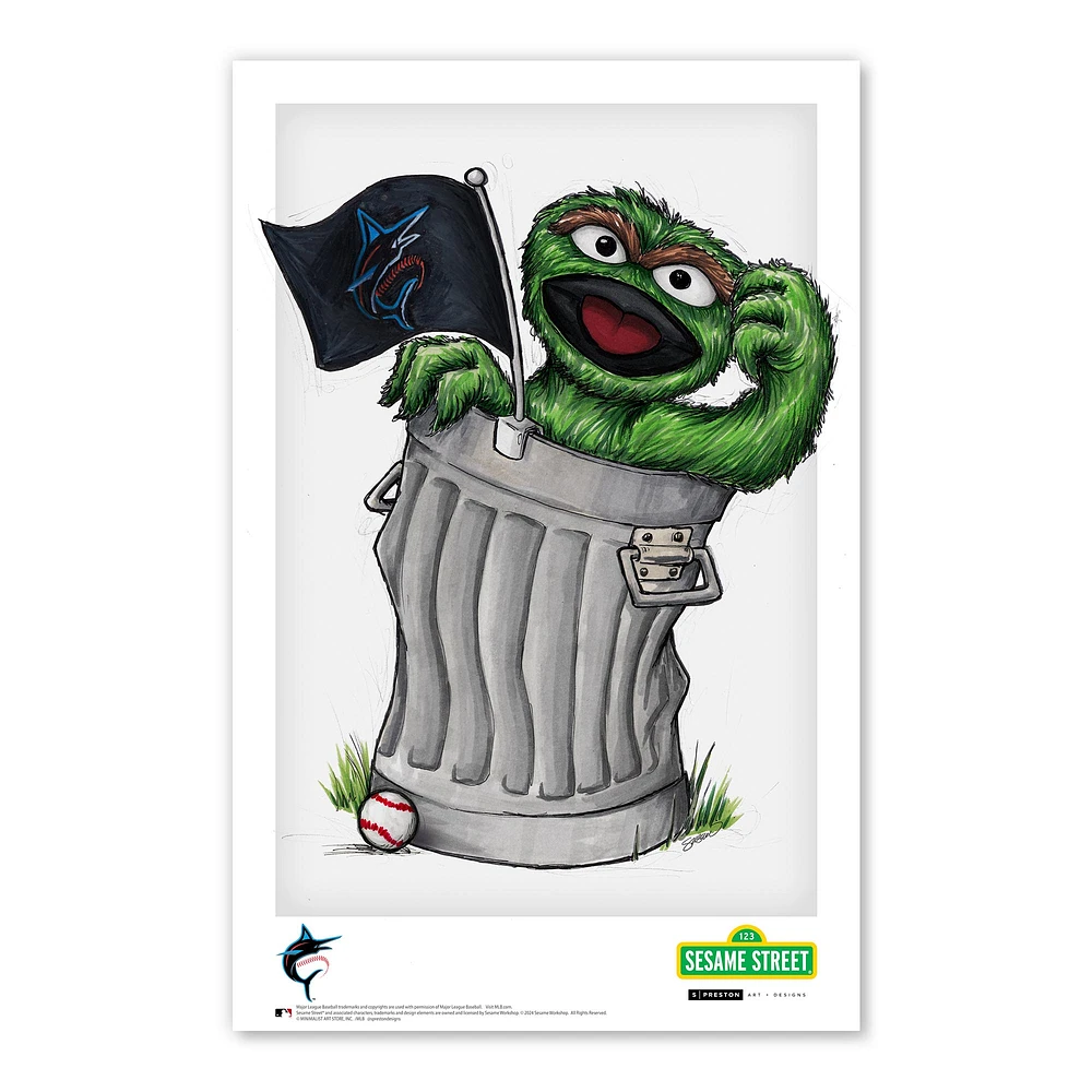 Oscar the Grouch Miami Marlins 11" x 17" Poster Print