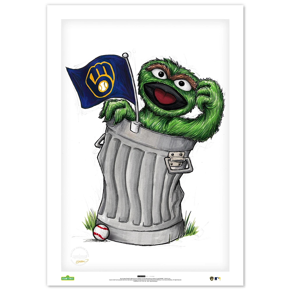 Oscar the Grouch Milwaukee Brewers 14" x 20" Sesame Street Limited Edition Fine Art Print