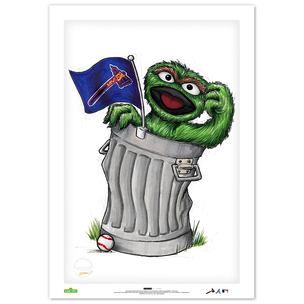 Oscar the Grouch Atlanta Braves 14" x 20" Sesame Street Limited Edition Fine Art Print