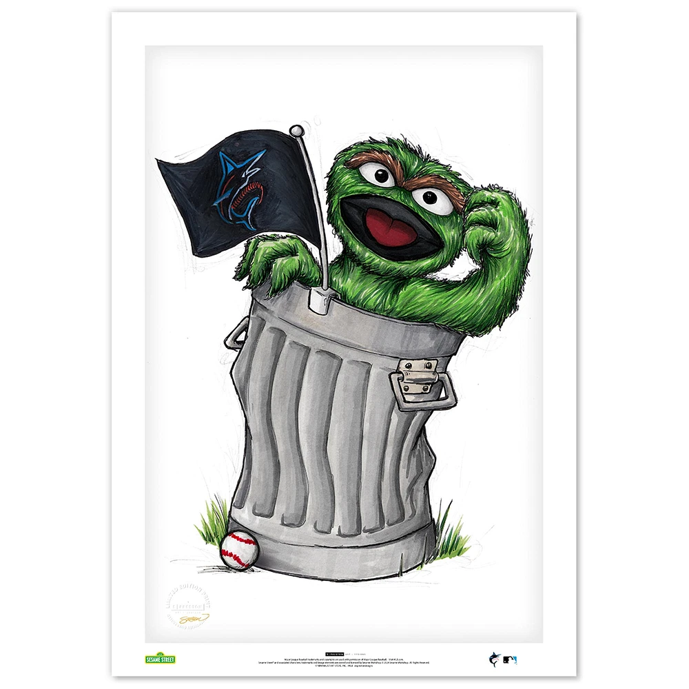 Oscar the Grouch Miami Marlins 14" x 20" Sesame Street Limited Edition Fine Art Print