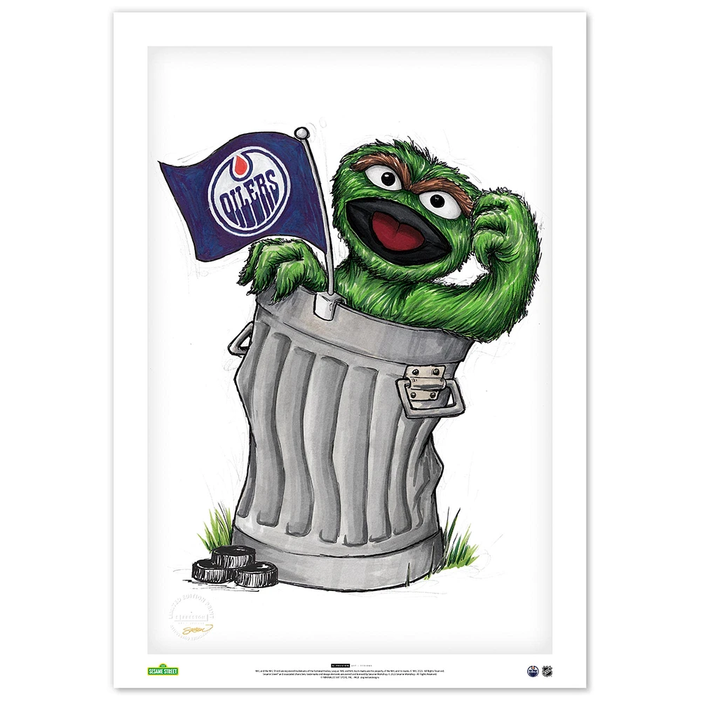 Oscar the Grouch Edmonton Oilers 24" x 36" Sesame Street Limited Edition Fine Art Print