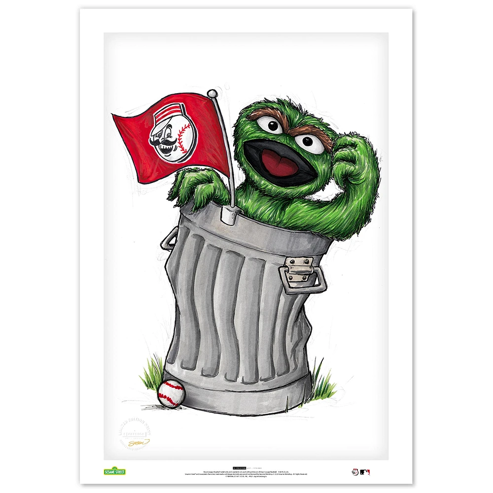 Oscar the Grouch Cincinnati Reds 24" x 36" Sesame Street Limited Edition Fine Art Print