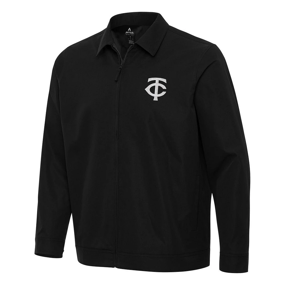 Men's Antigua Black Minnesota Twins Pivot Full-Zip Jacket