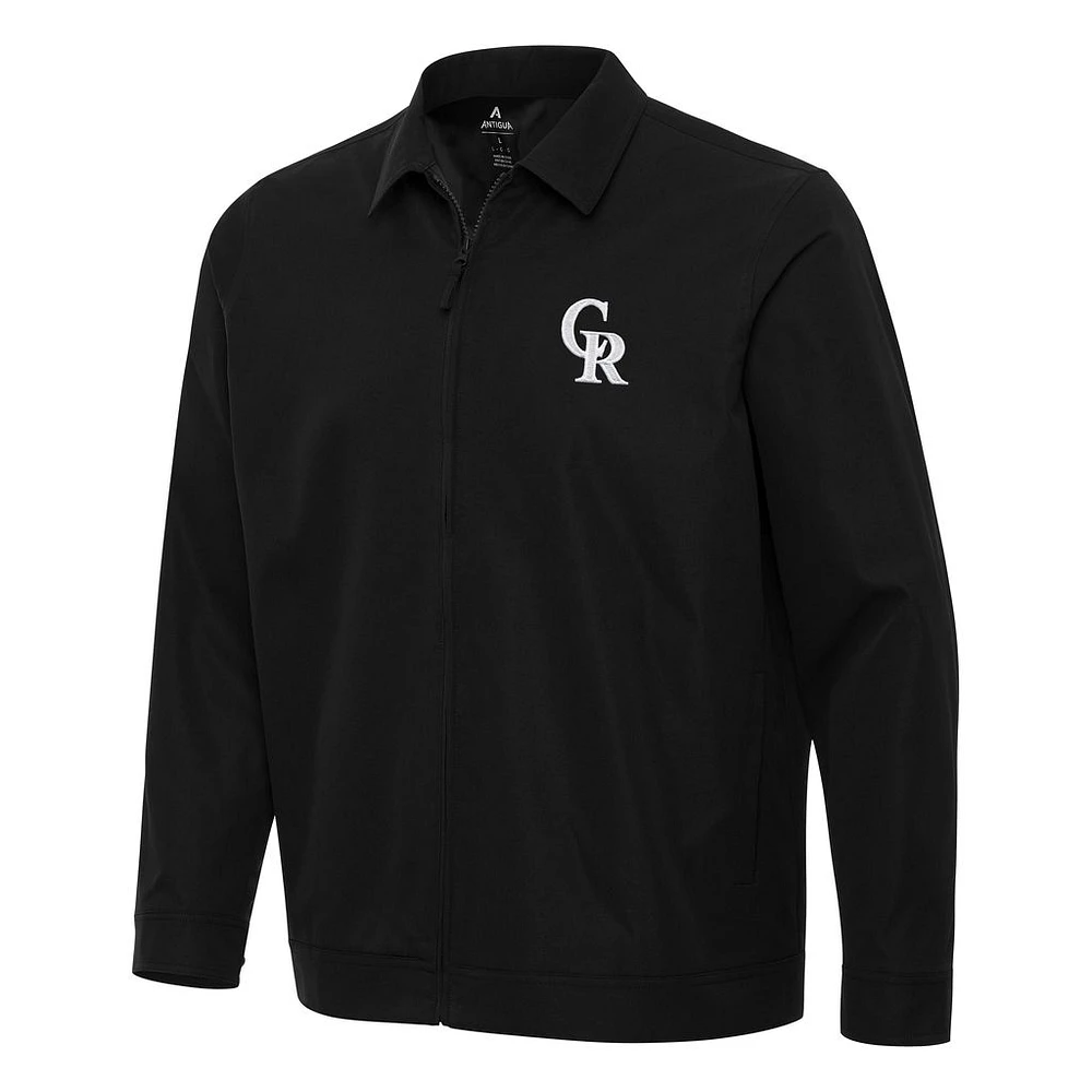 Men's Antigua Black Colorado Rockies Pivot Full-Zip Jacket