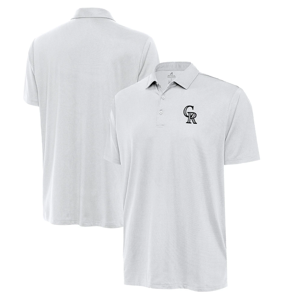 Men's Antigua White Colorado Rockies Eclipse Polo