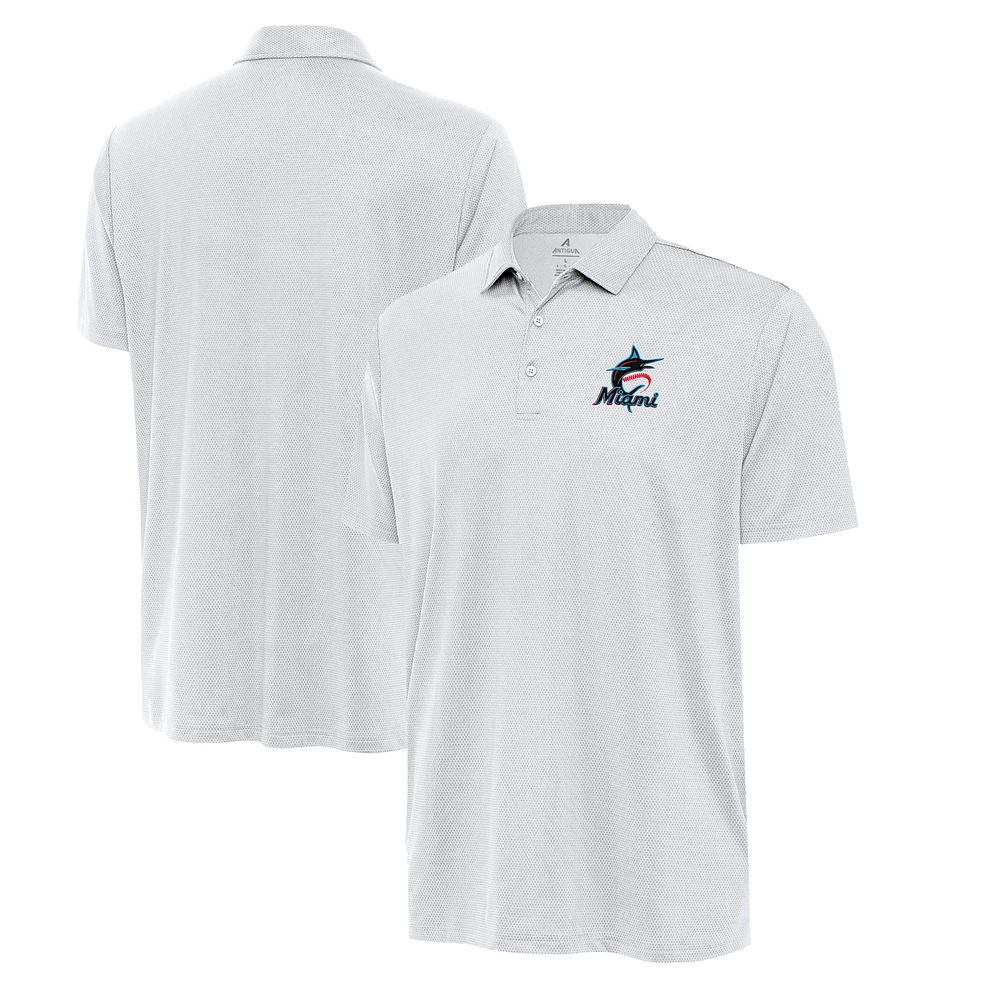 Men's Antigua White Miami Marlins Eclipse Polo