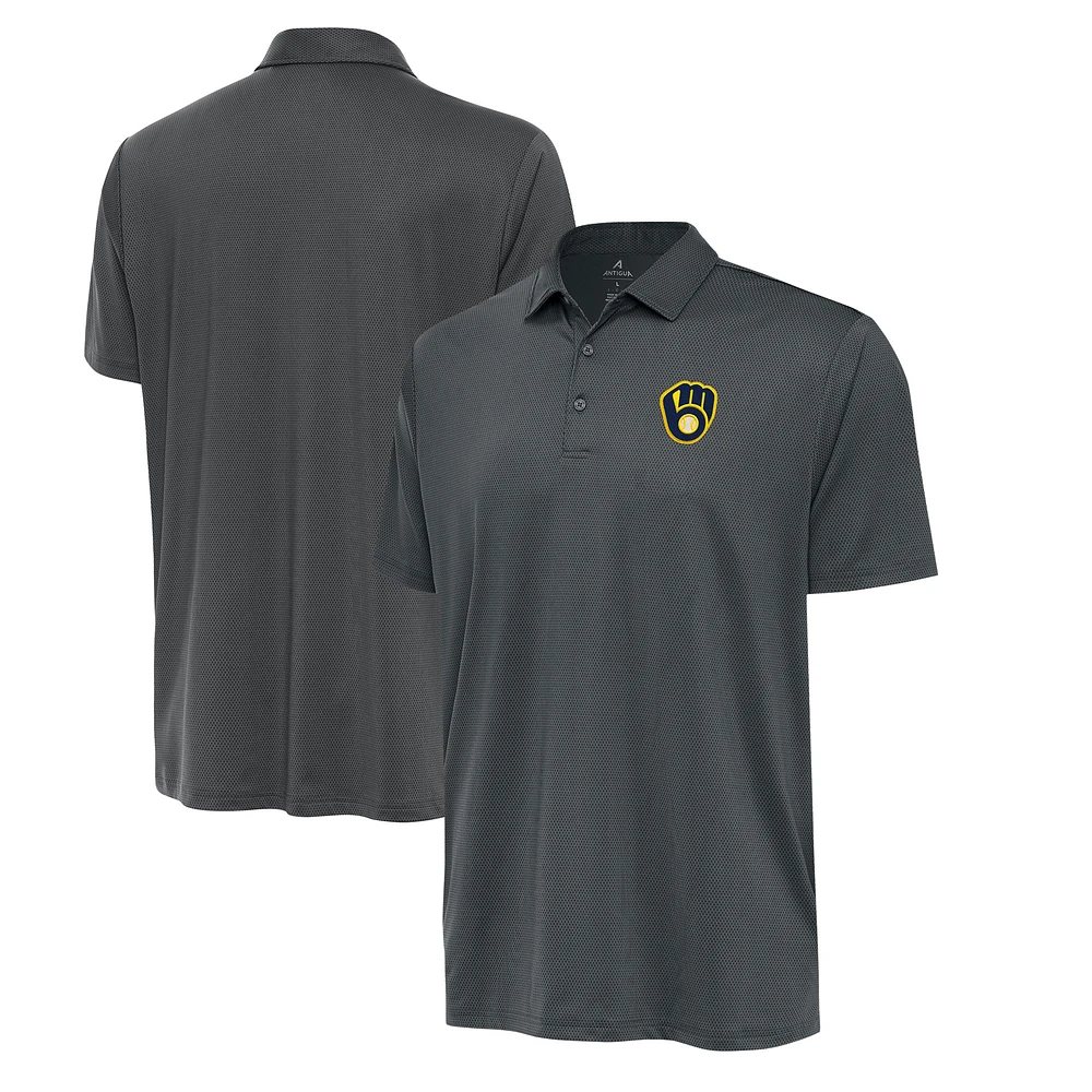 Men's Antigua Pewter Milwaukee Brewers Eclipse Polo