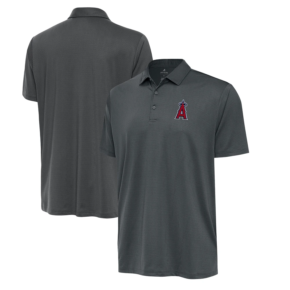 Men's Antigua Pewter Los Angeles Angels Eclipse Polo