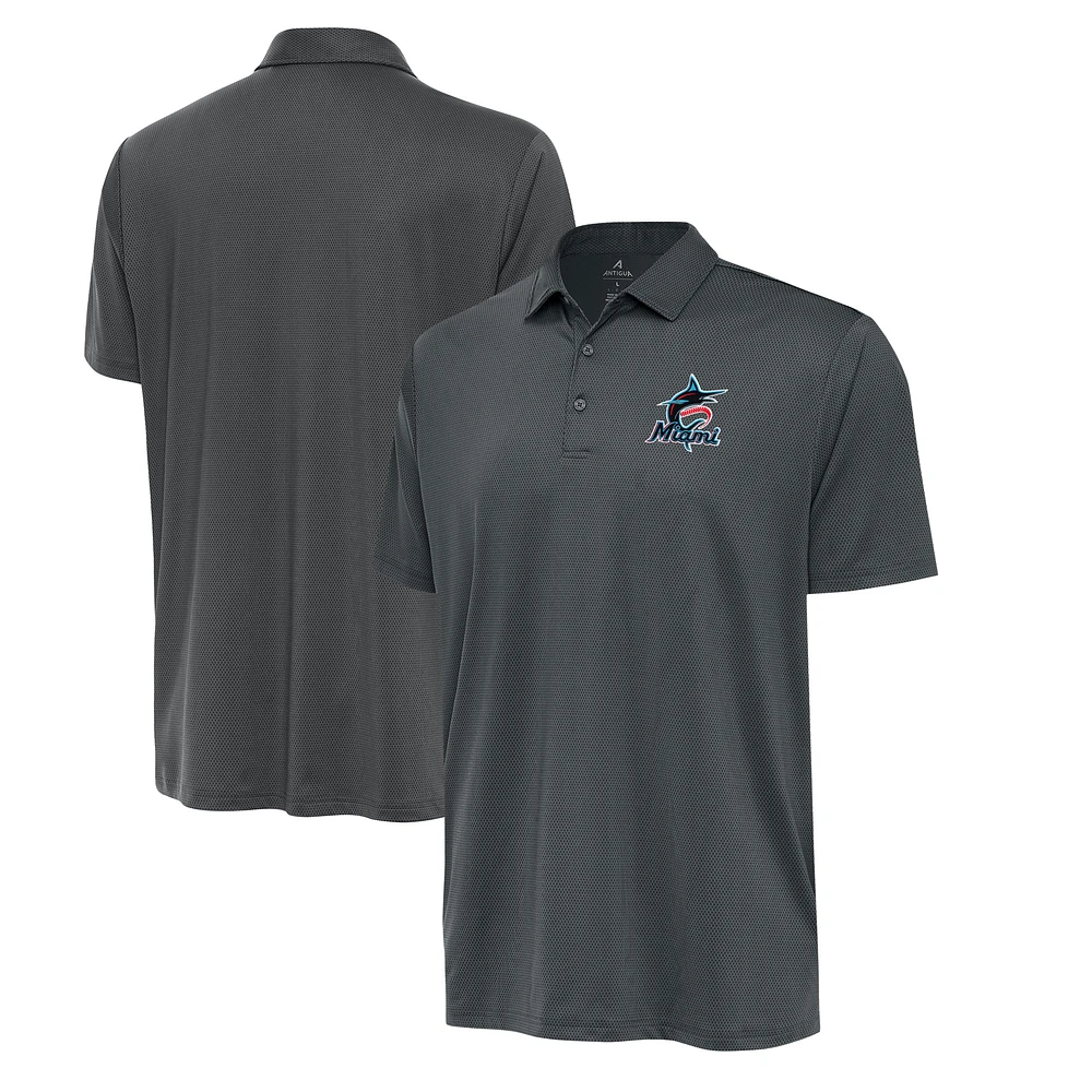 Men's Antigua Pewter Miami Marlins Eclipse Polo
