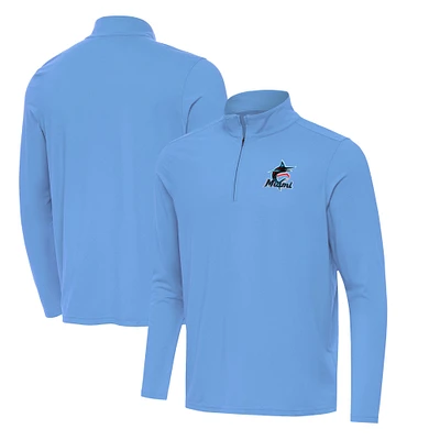 Men's Antigua Powder Blue Miami Marlins Intent Quarter-Zip Top
