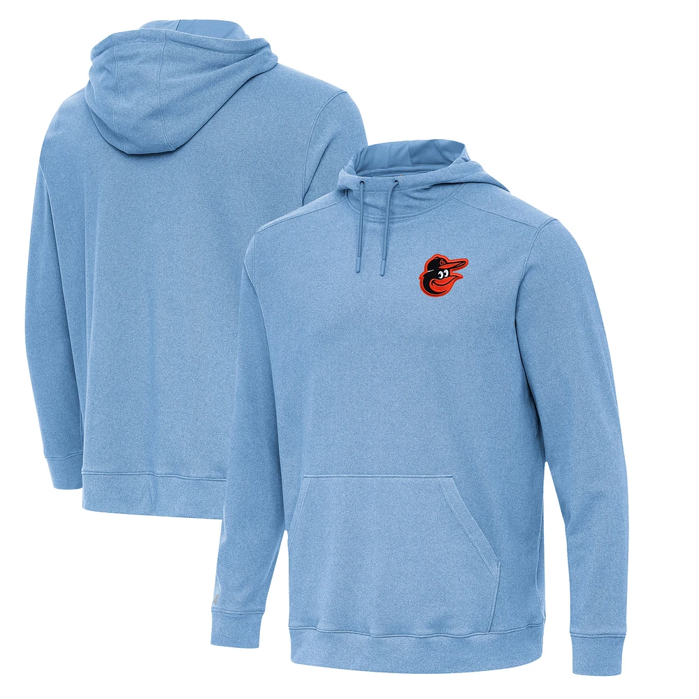 Men's Antigua Heather Powder Blue Baltimore Orioles Cloud Pullover Hoodie